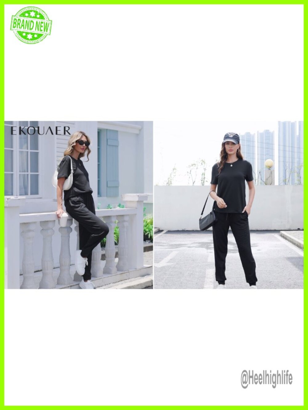 2 Pack Lounge Set Women Soft Pajama Set Jogger Sets Short Sleeve Relaxed Fit - Picture 6 of 6